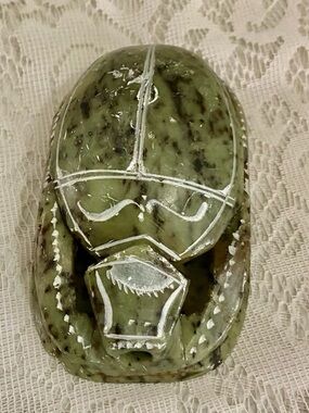Antique Greenish Gray Soapstone Carved Scarab 4.75in x 3.25in x 2in